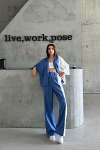 Lofibuy | Uniflex Blue-White Unisex Oversize Takım – Uniflex