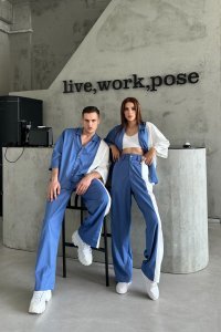 Lofibuy | Uniflex Blue-White Unisex Oversize Takım – Uniflex